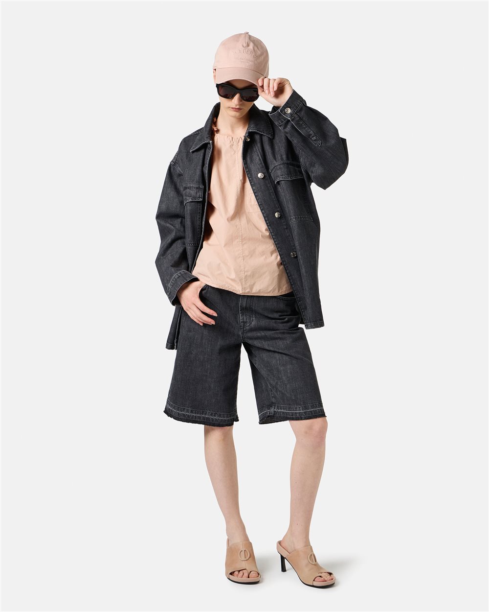 Regular fit top in cotton parachute canvas in blush - Iceberg - Official Website