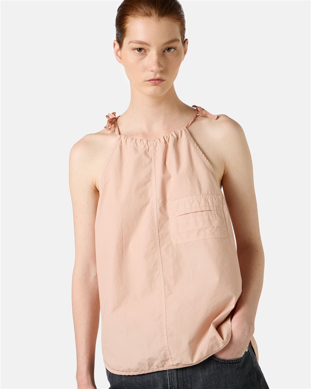 Regular fit top in cotton parachute canvas in blush - Iceberg - Official Website