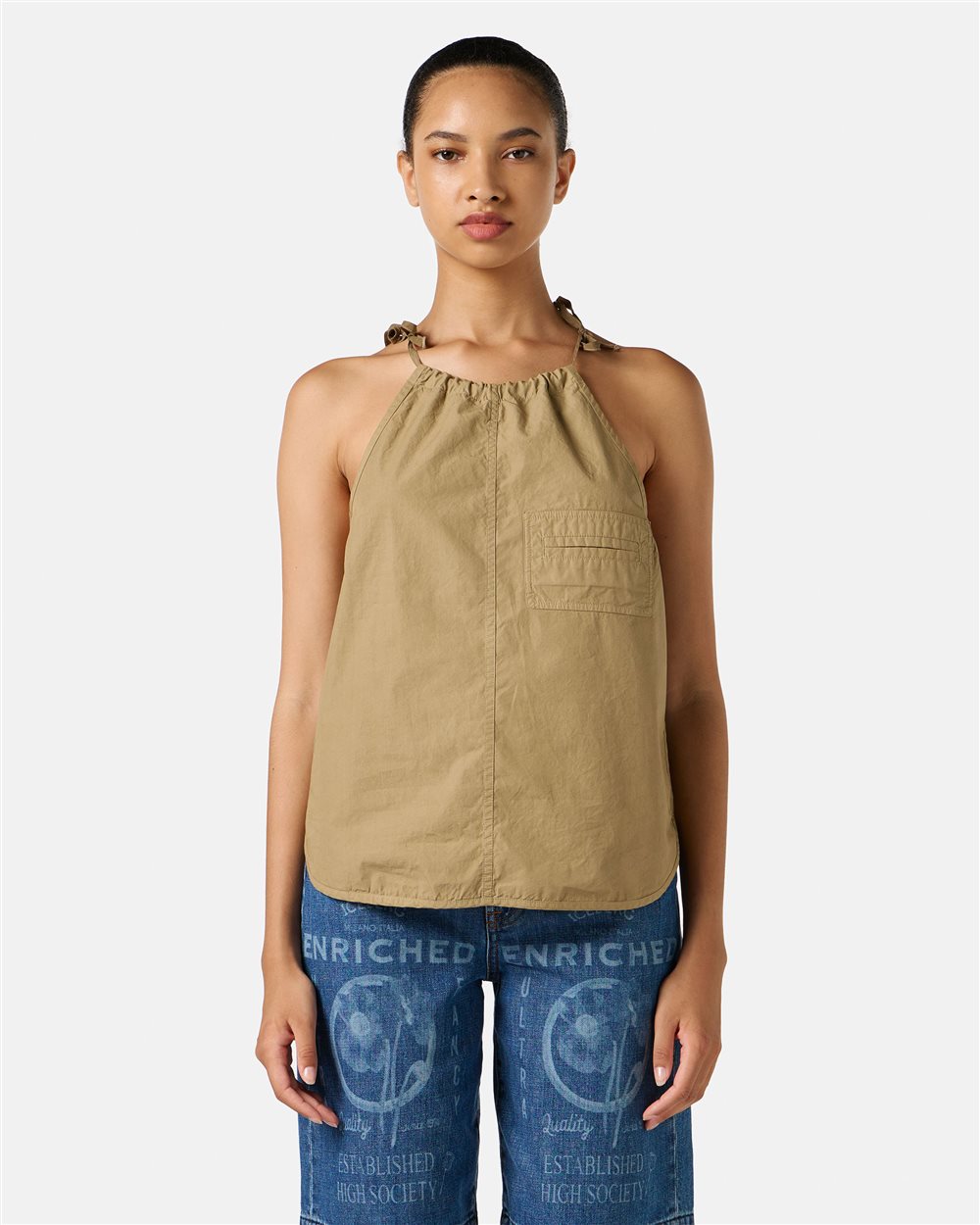Top regular fit in tela paracadute di cotone color fango - Iceberg - Official Website