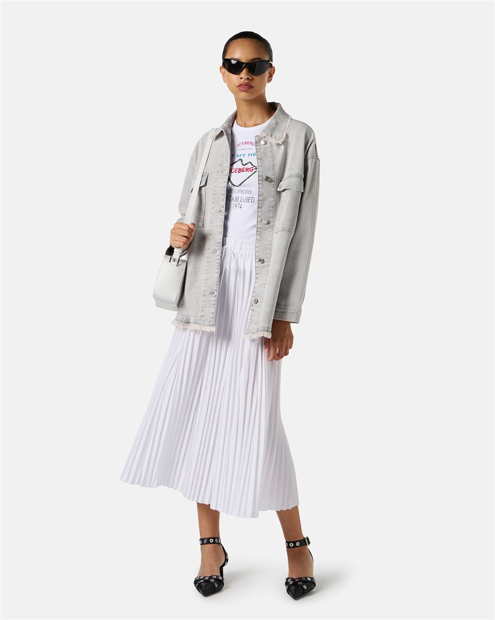 Top bianco slim fit in costina con stampa Iceberg Symbol - Iceberg - Official Website