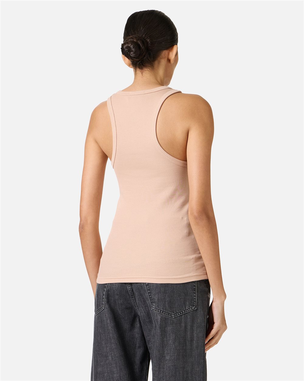 Slim fit blush colored ribbed top with Iceberg Symbol print - Iceberg - Official Website