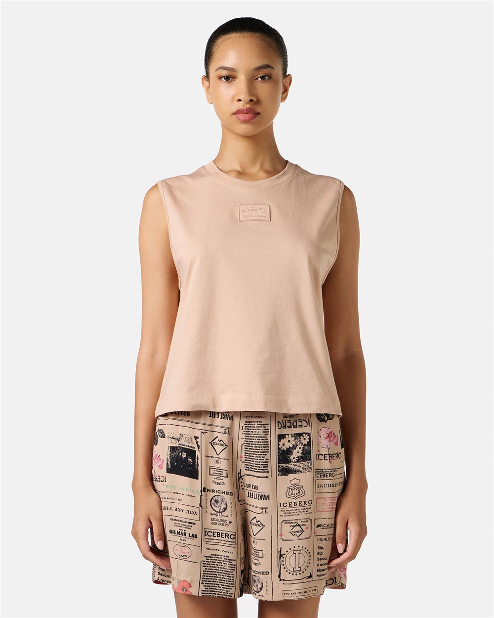 Blush fixed jersey top, cropped fit - Iceberg - Official Website