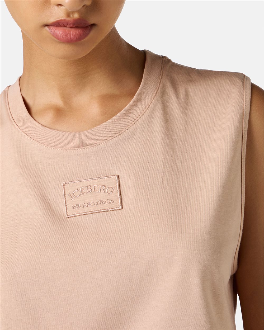 Blush fixed jersey top, cropped fit - Iceberg - Official Website