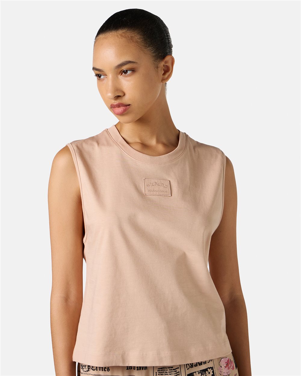 Blush fixed jersey top, cropped fit - Iceberg - Official Website