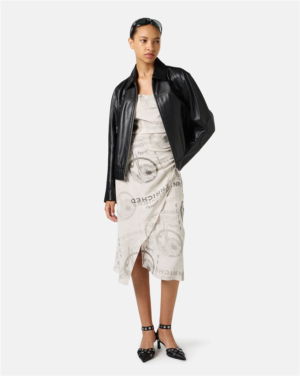Black leather jacket with biker details Iceberg Milano Italia logo - Iceberg - Official Website