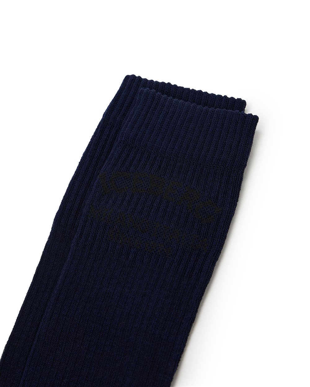 Blue sock with jacquard Iceberg Milano Italia logo - Iceberg - Official Website