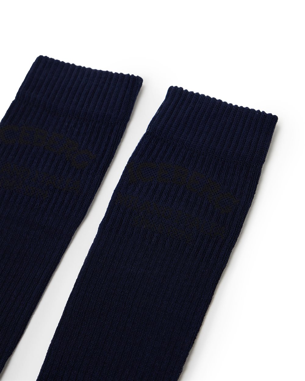 Blue sock with jacquard Iceberg Milano Italia logo - Iceberg - Official Website