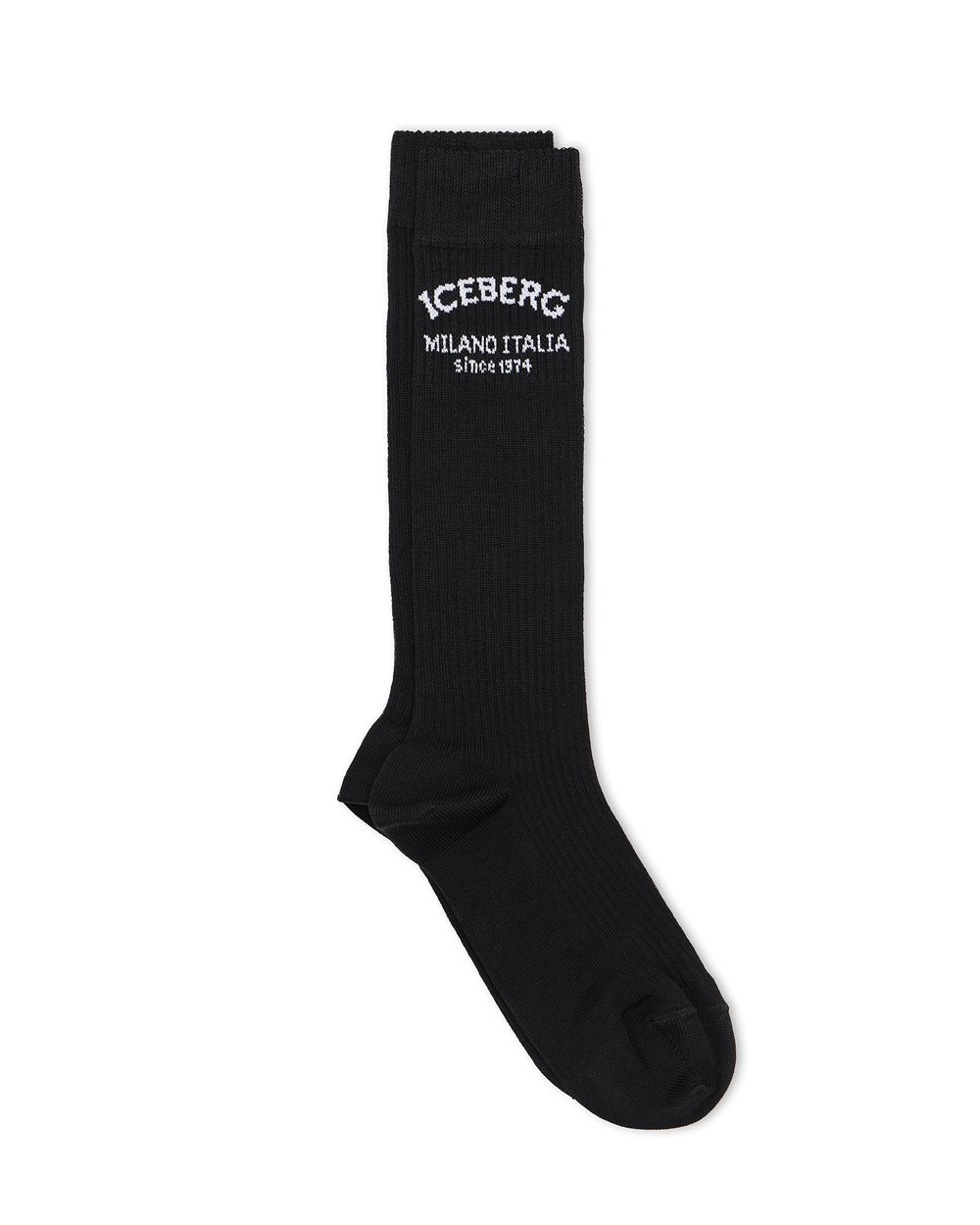 Black sock with jacquard Iceberg Milano Italia logo - Iceberg - Official Website