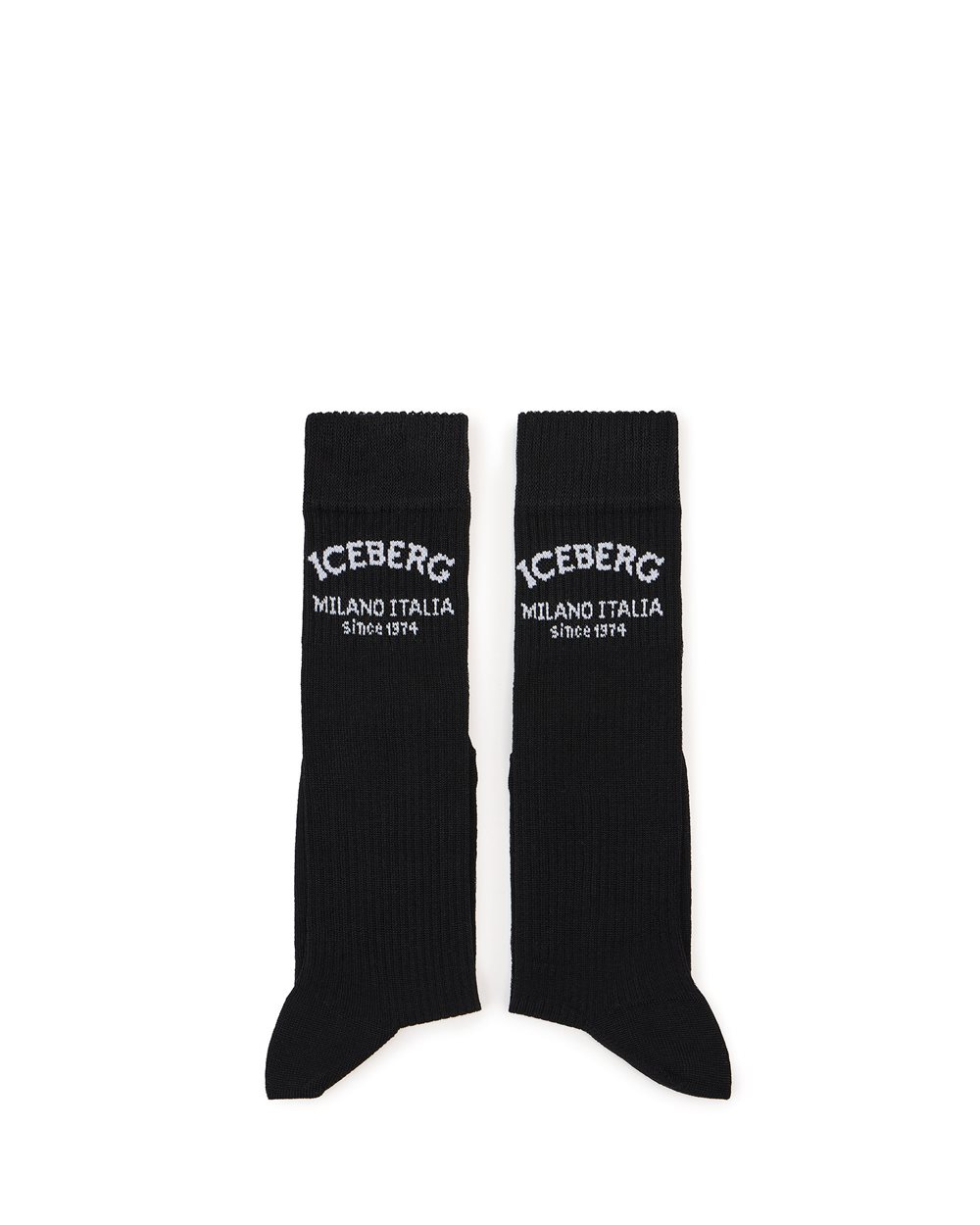 Black sock with jacquard Iceberg Milano Italia logo - Iceberg - Official Website