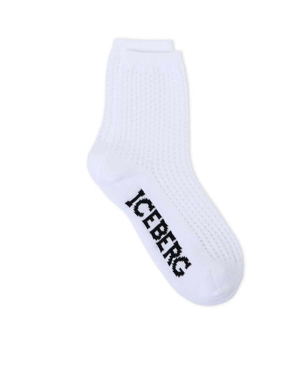 White perforated socks with contrasting jacquard logo - Iceberg - Official Website
