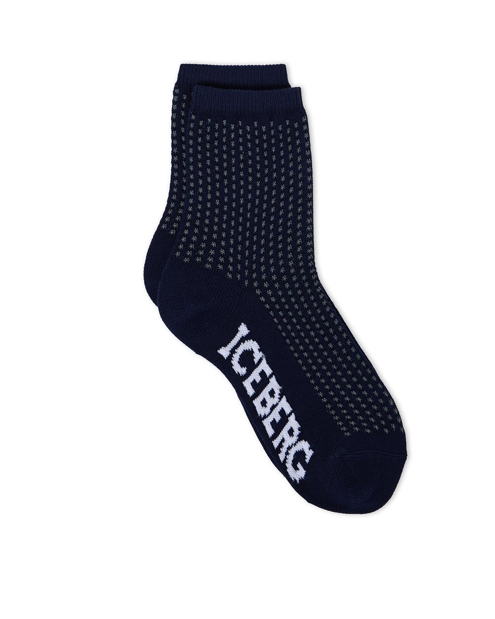 Blue perforated socks with contrast jacquard logo - Iceberg - Official Website