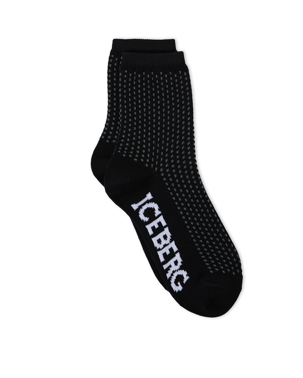 Black perforated socks with contrast jacquard logo - Iceberg - Official Website