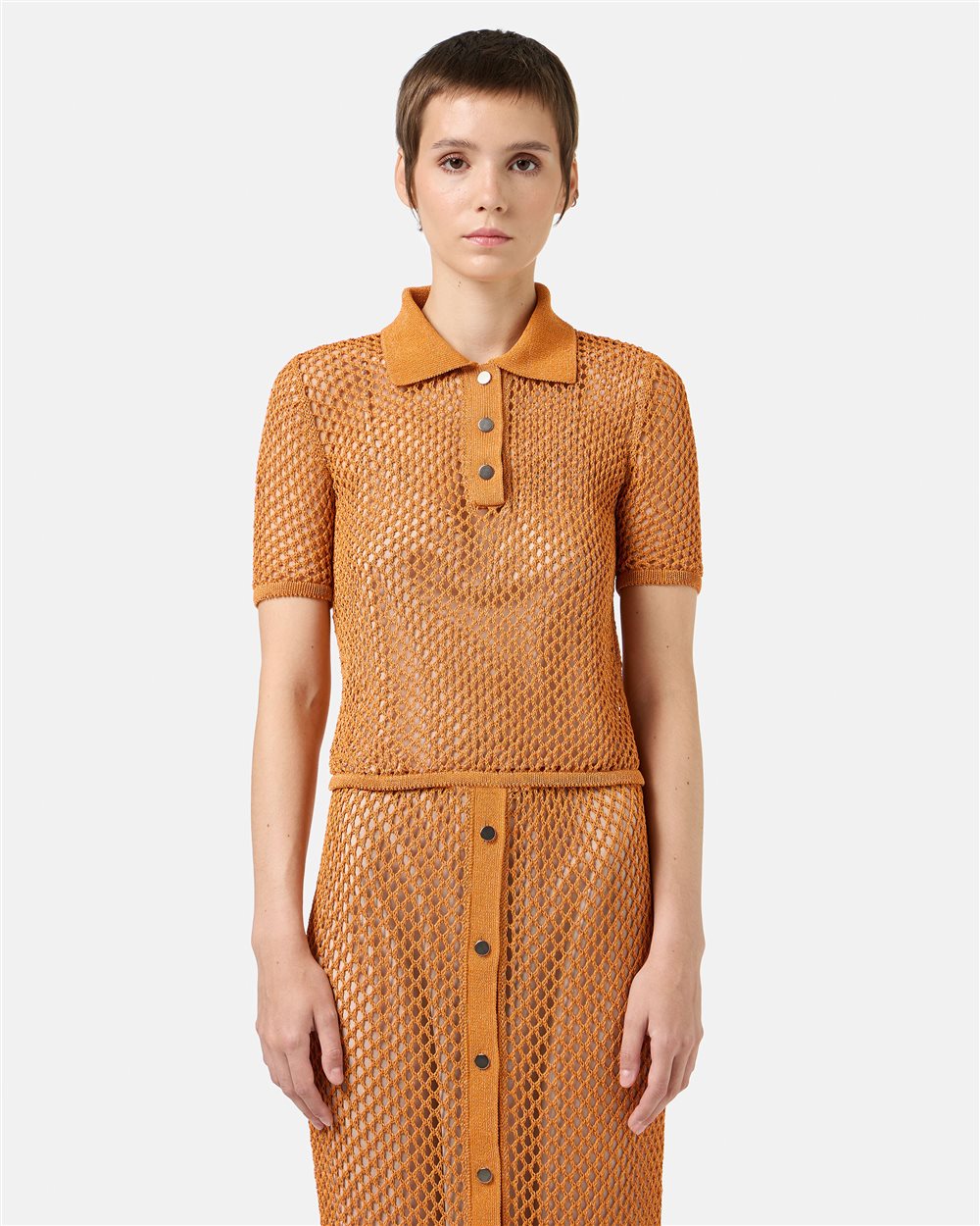 Carrot openwork knit sports polo - Iceberg - Official Website