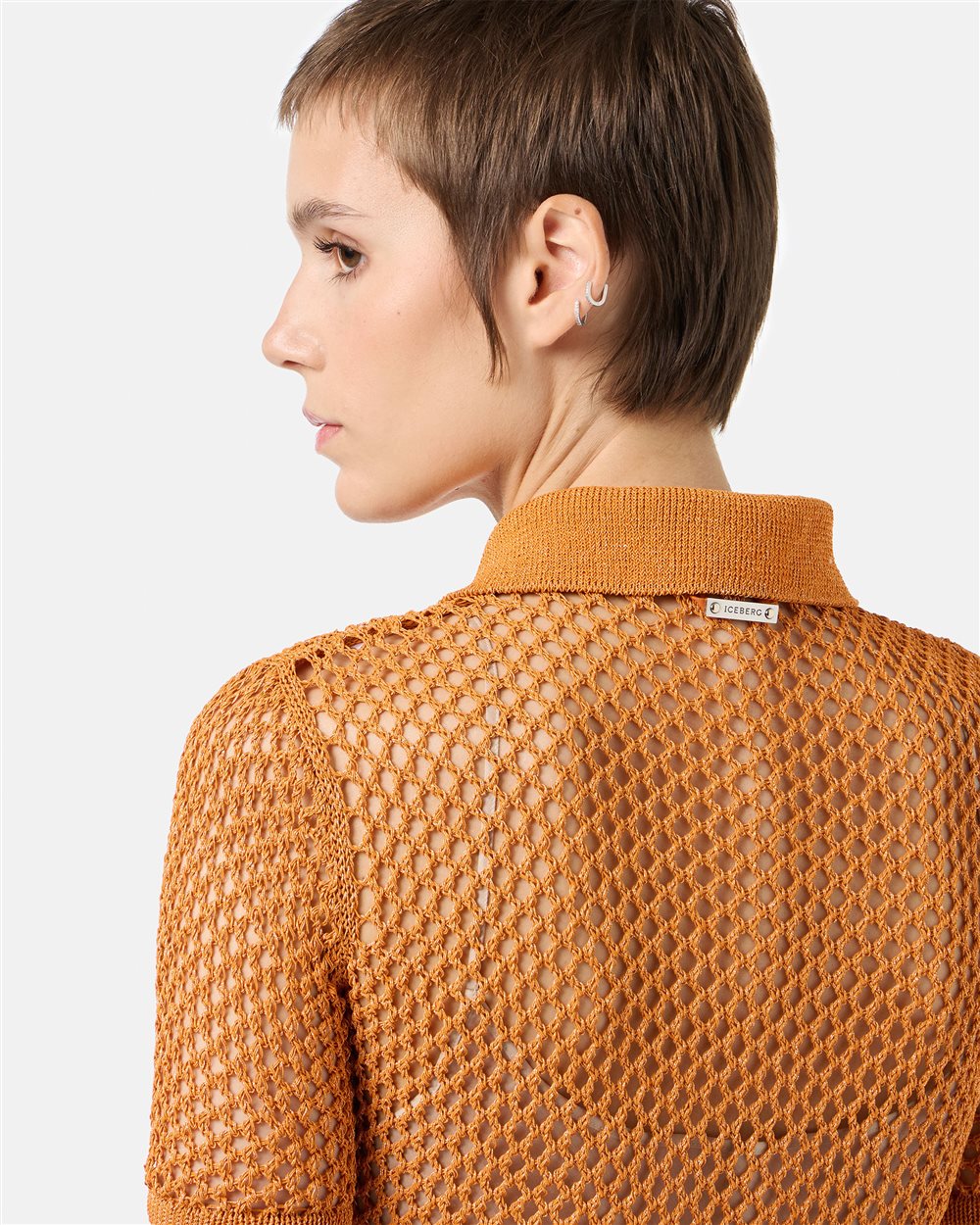 Carrot openwork knit sports polo - Iceberg - Official Website