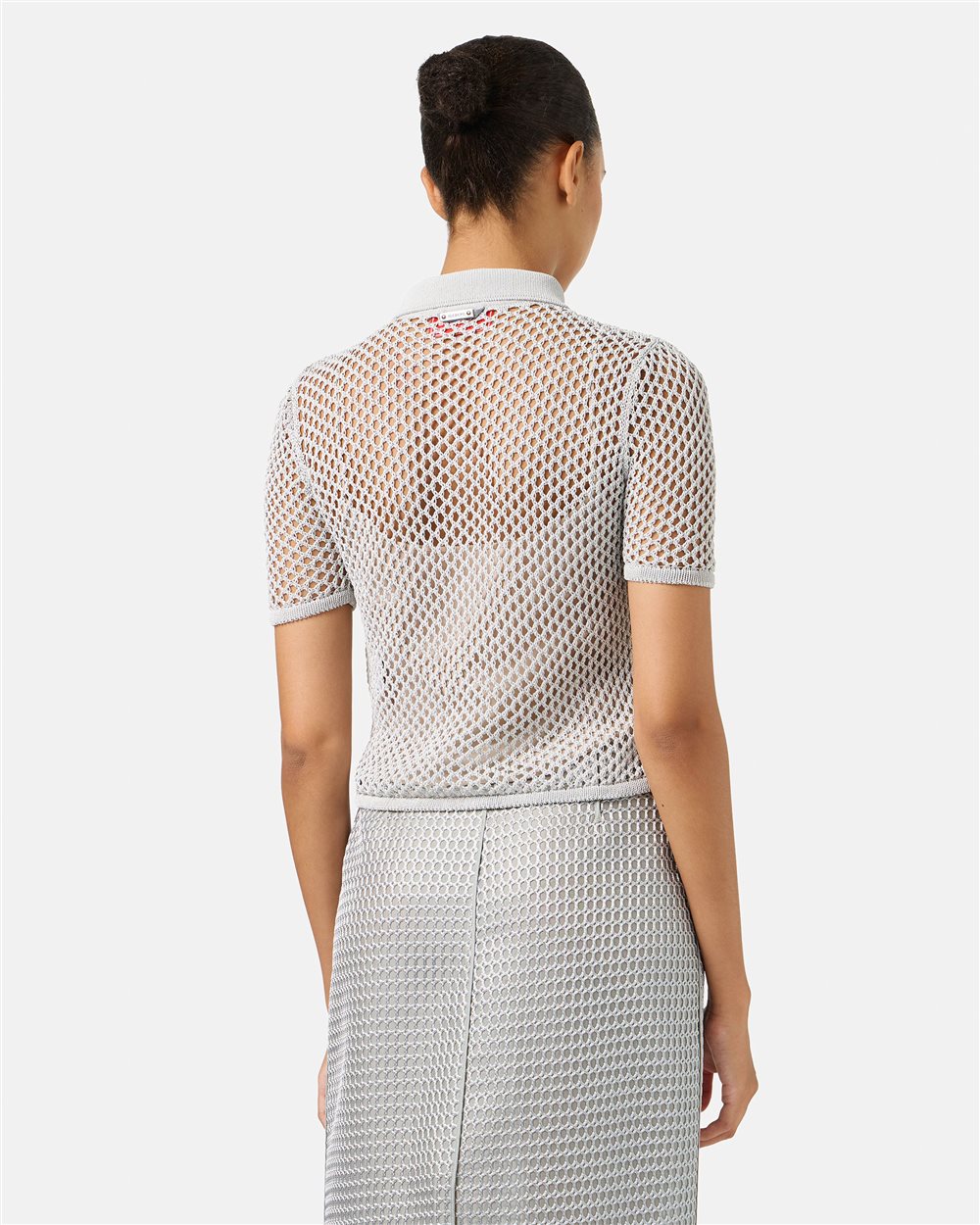 Light grey openwork knit sports polo - Iceberg - Official Website