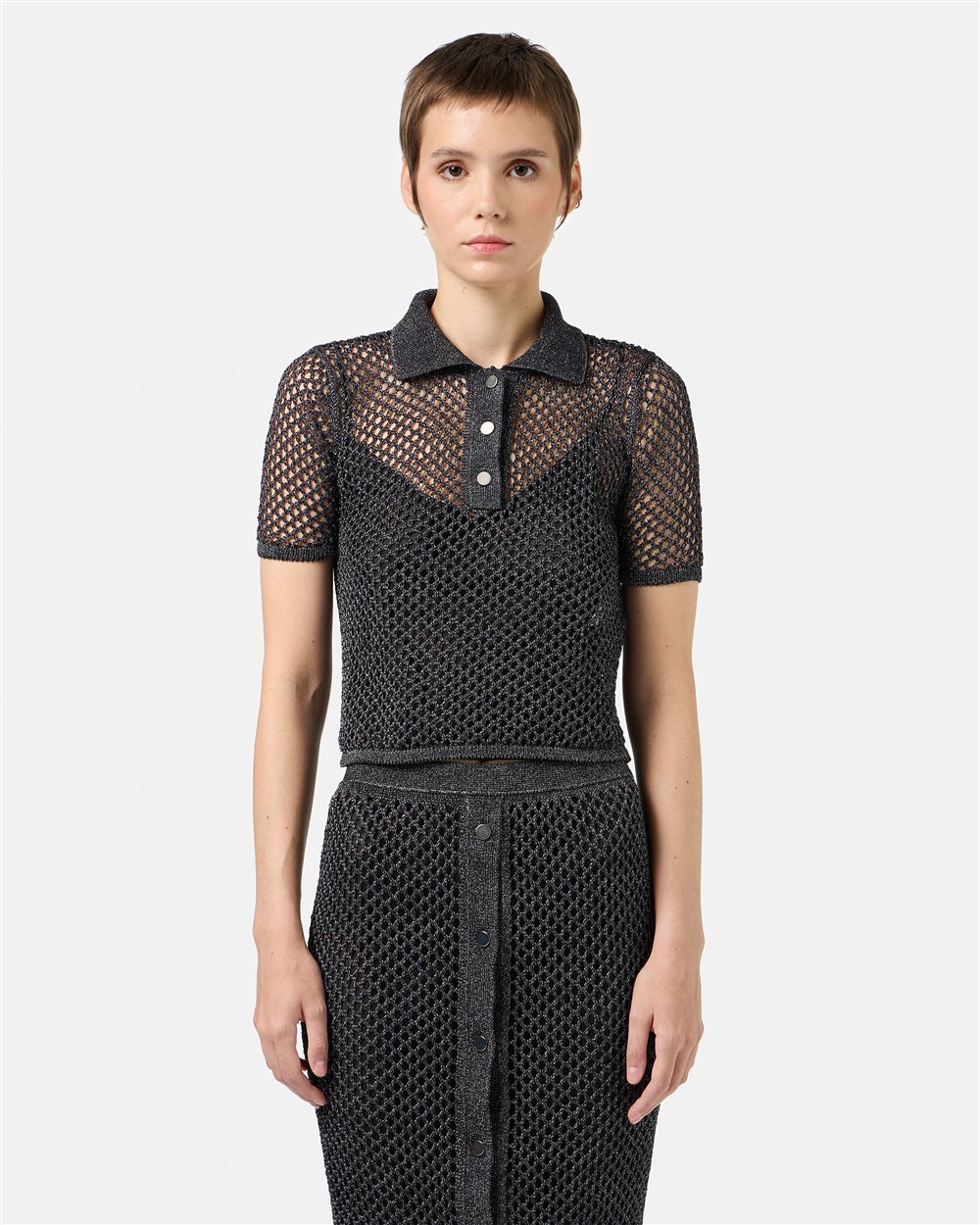 Black openwork polo shirt - Iceberg - Official Website