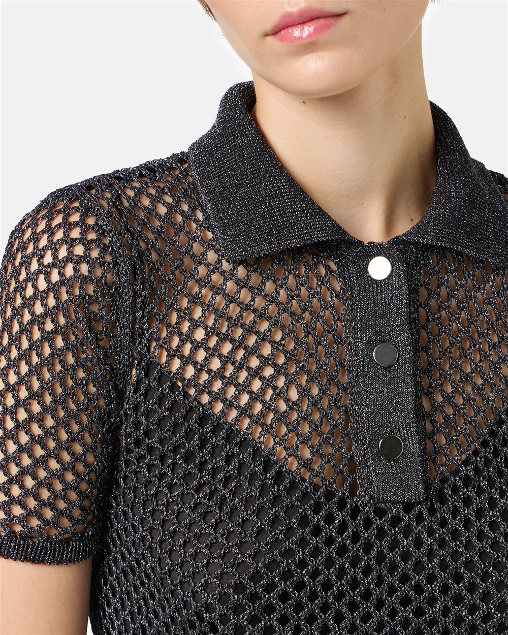 Black openwork polo shirt - Iceberg - Official Website