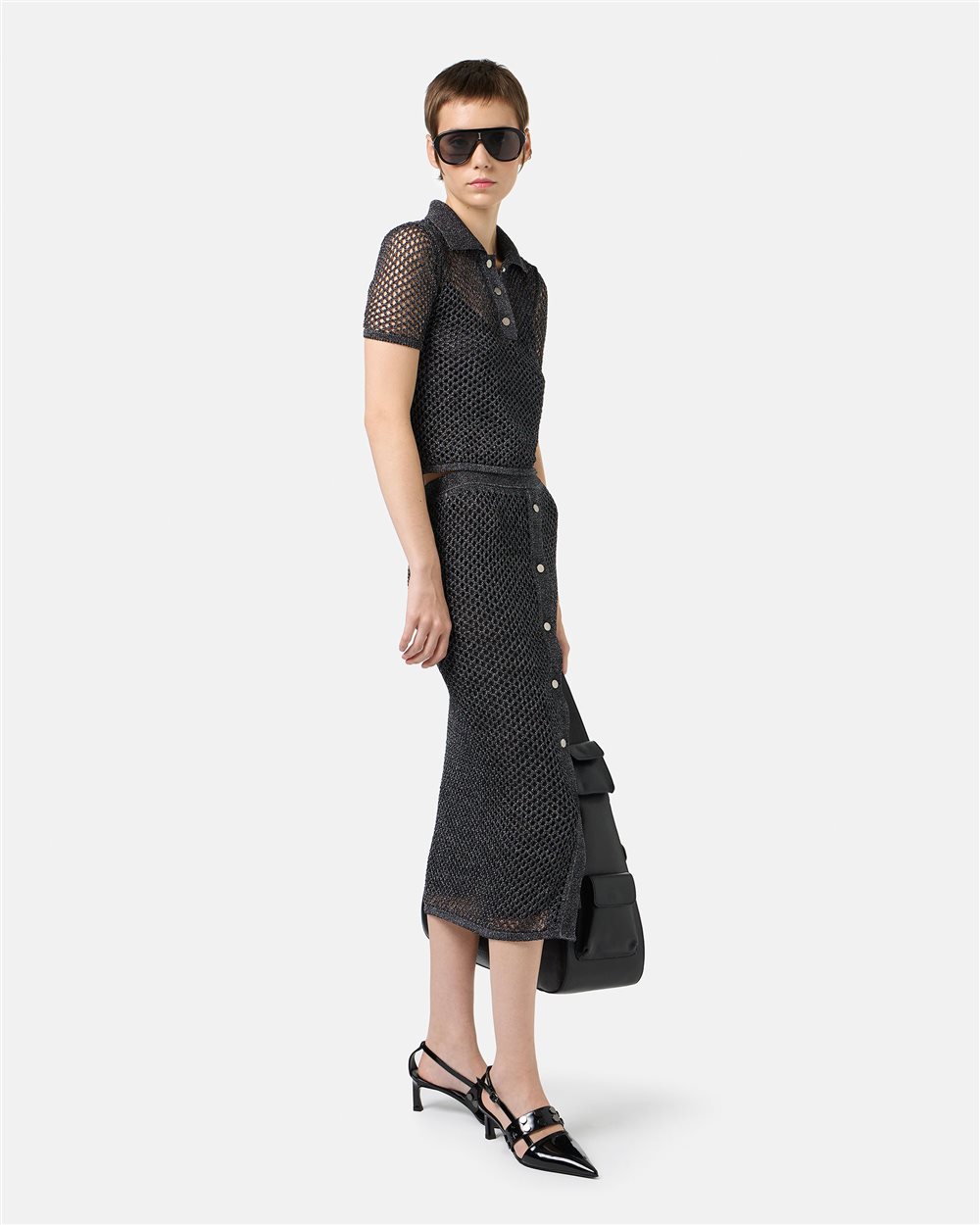 Black openwork polo shirt - Iceberg - Official Website