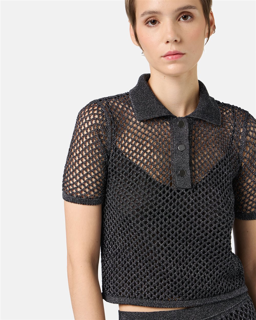 Black openwork polo shirt - Iceberg - Official Website