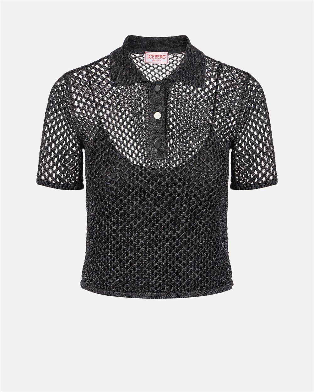 Black openwork polo shirt - Iceberg - Official Website