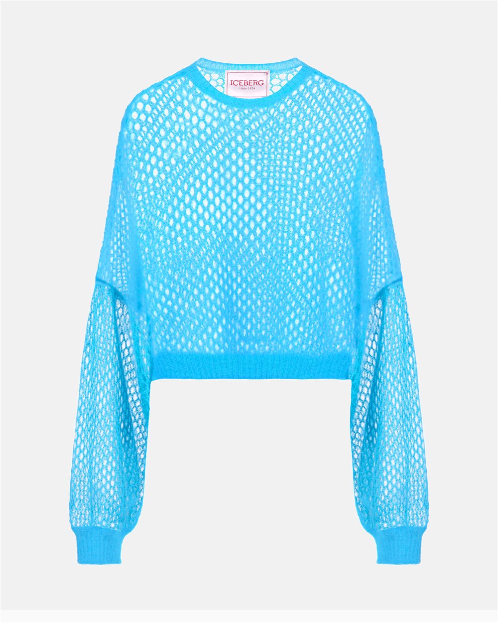 Soft and lightweight crewneck in openwork mohair in cobalt - Iceberg - Official Website