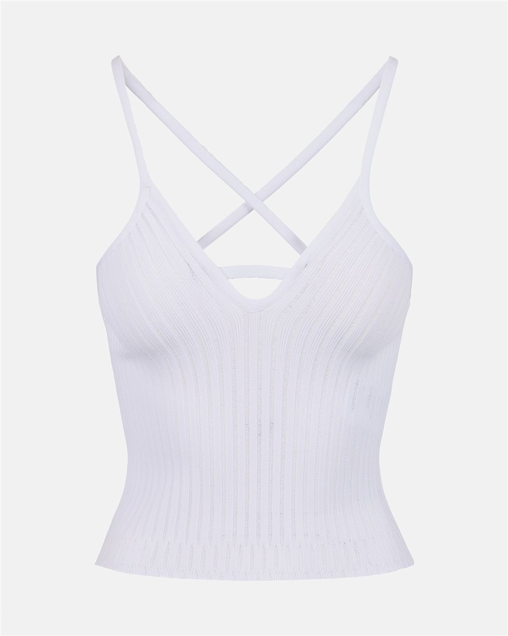 White low-cut top in stretch viscose with flat ribs - Iceberg - Official Website