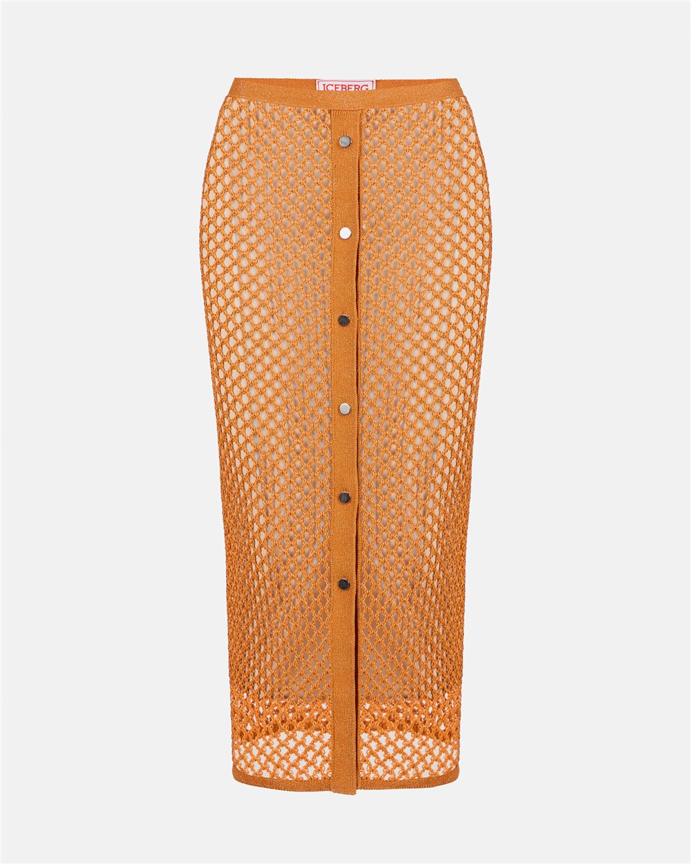 Carrot Cotton Nylon Mesh Perforated Skirt with Metallic Details - Iceberg - Official Website