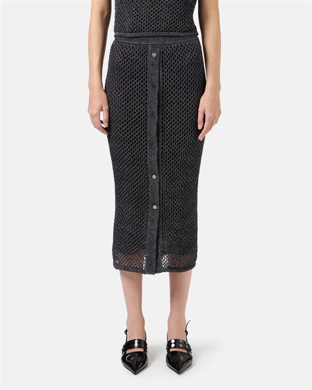 Black mesh skirt in a cotton nylon blend with metallic details - Iceberg - Official Website