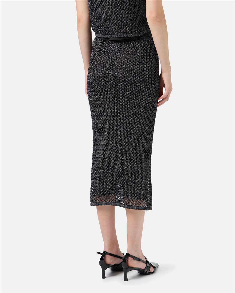 Black mesh skirt in a cotton nylon blend with metallic details - Iceberg - Official Website