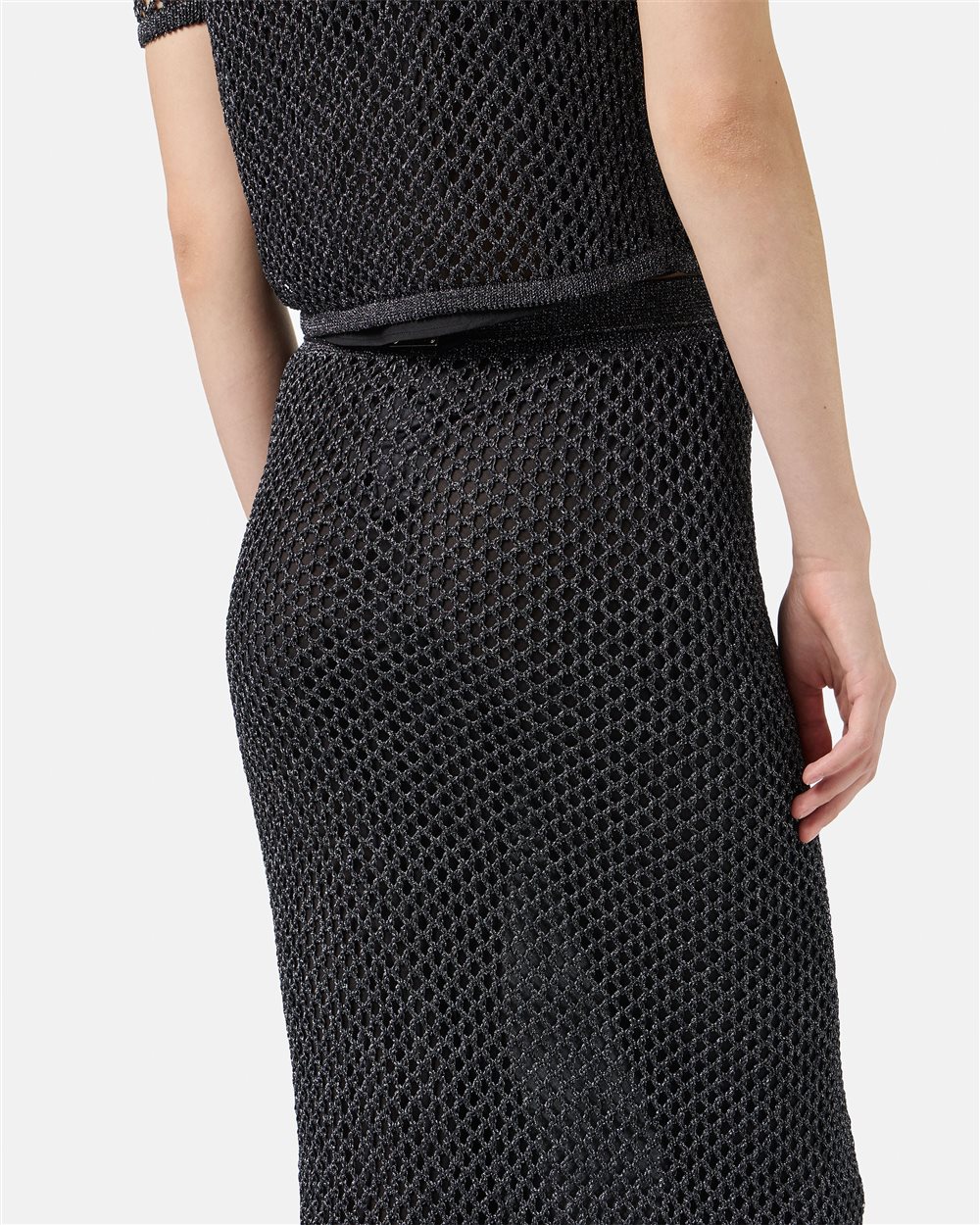 Black mesh skirt in a cotton nylon blend with metallic details - Iceberg - Official Website