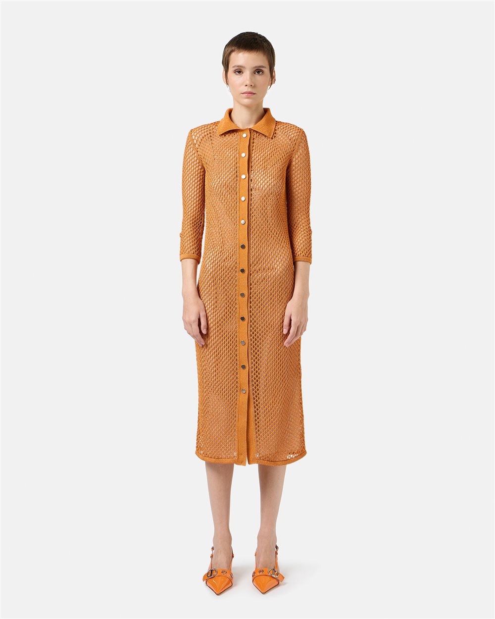 Carrot knit polo neck dress - Iceberg - Official Website