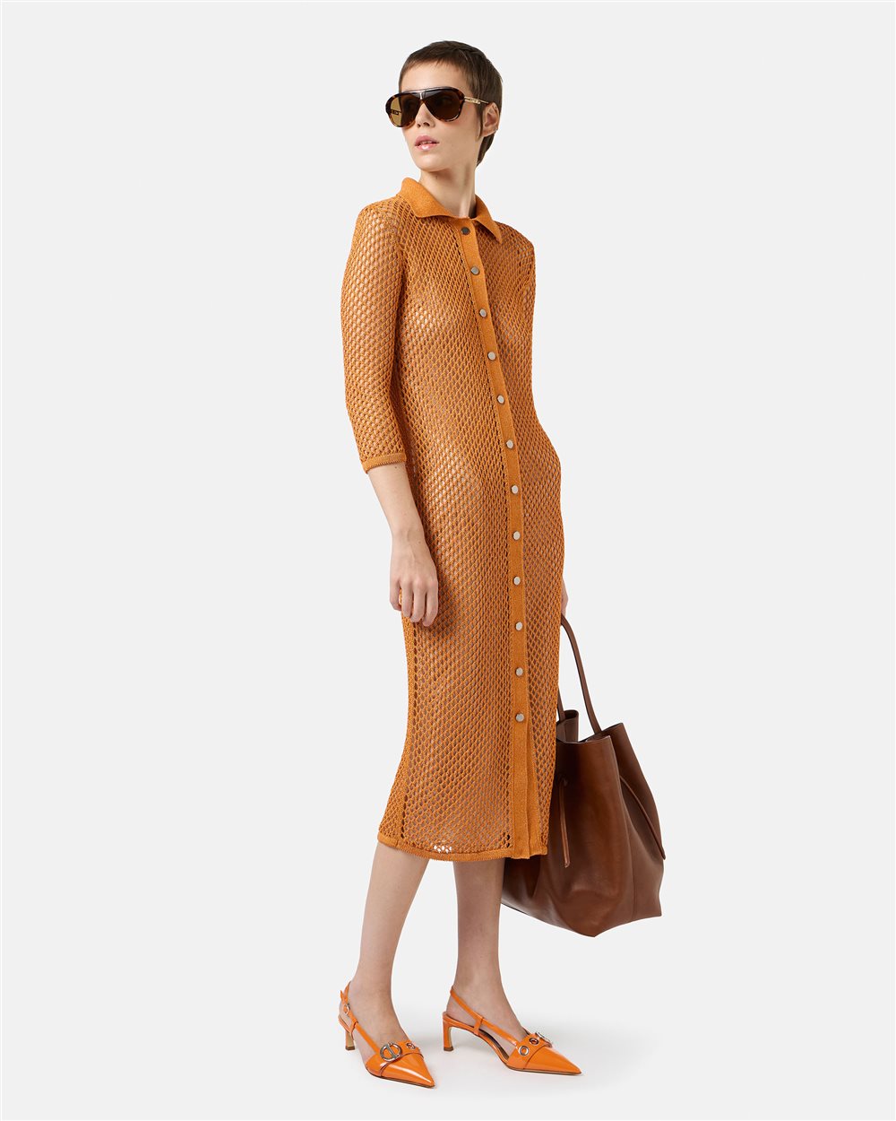 Carrot knit polo neck dress - Iceberg - Official Website