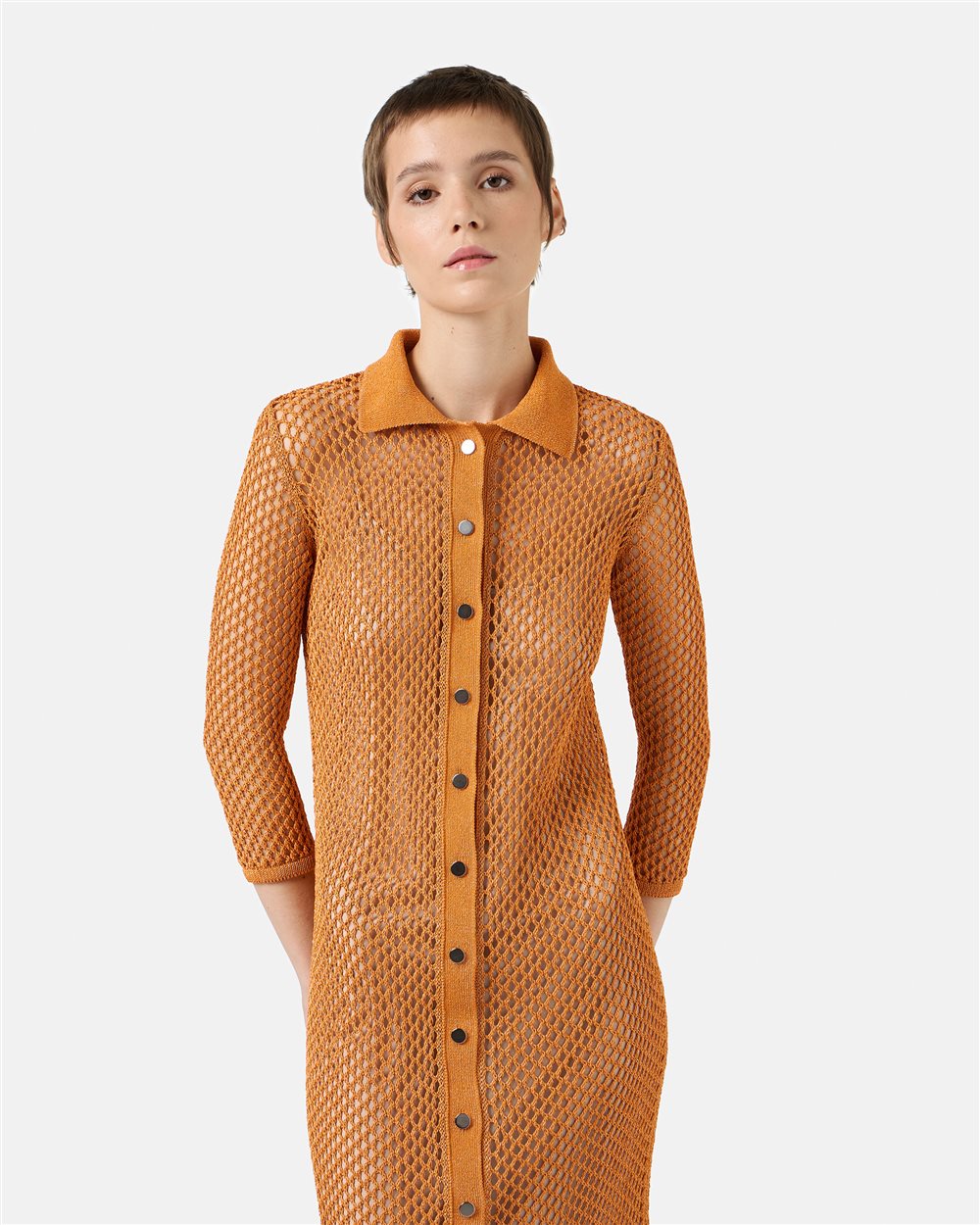 Carrot knit polo neck dress - Iceberg - Official Website