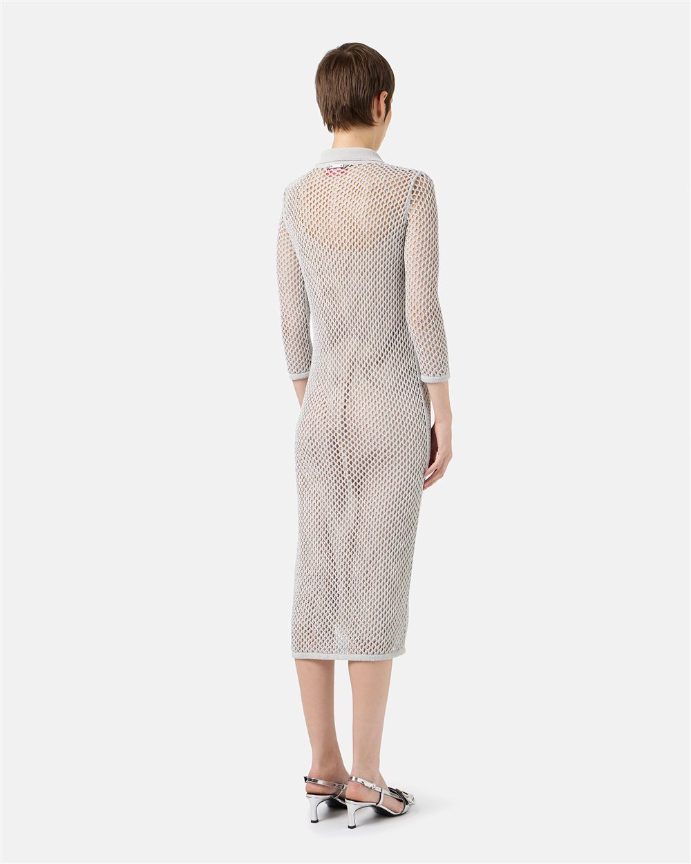 Light Grey Openwork Knit Polo Neck Dress - Iceberg - Official Website