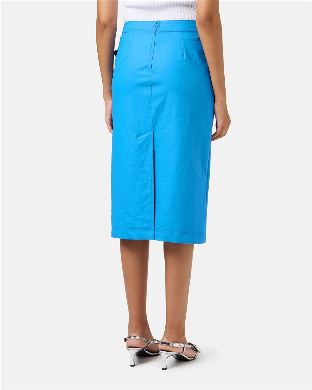 Gonna tubino regular fit in lino blu sky - Iceberg - Official Website