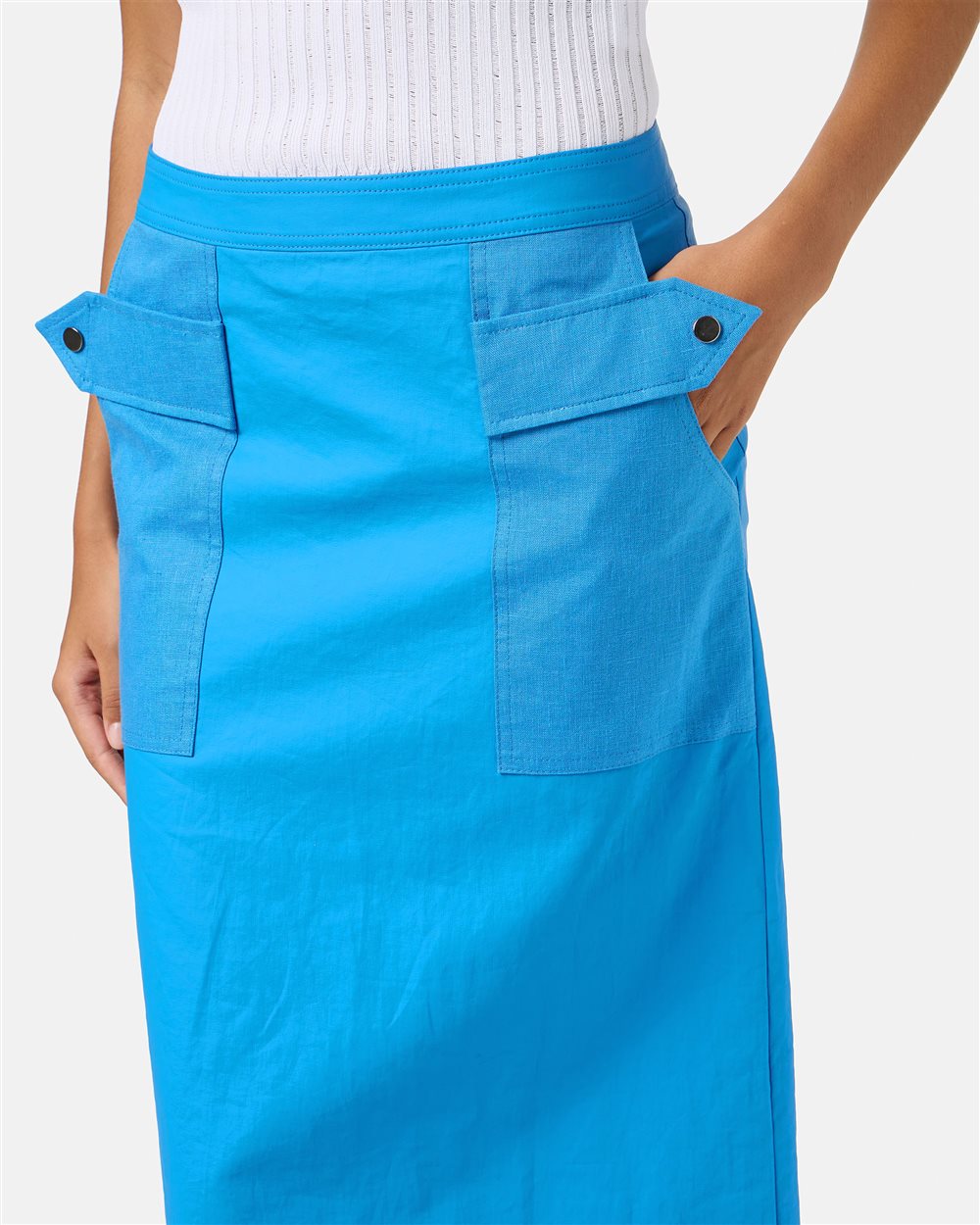 Gonna tubino regular fit in lino blu sky - Iceberg - Official Website