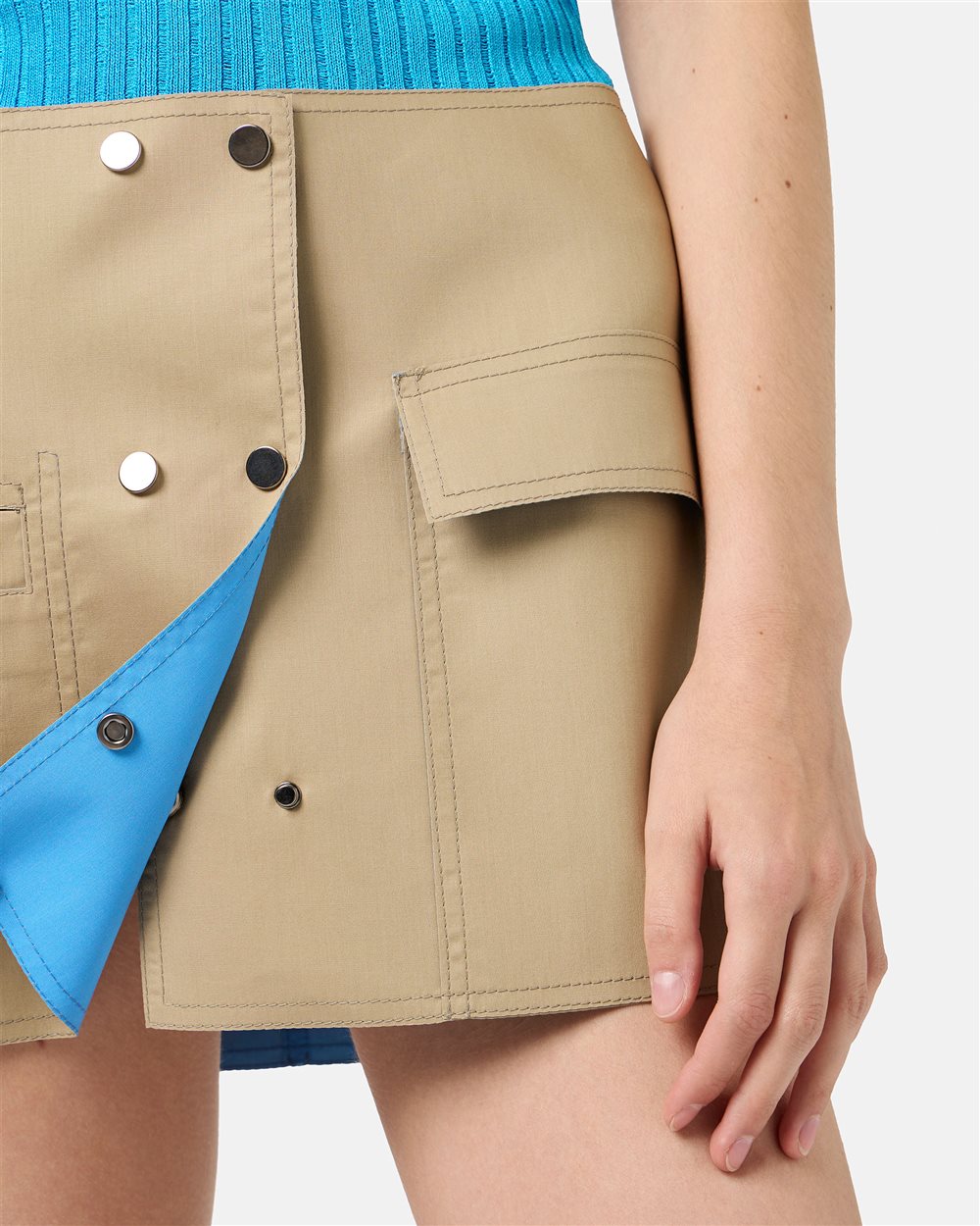 Beige and Turquoise Reversible Mini Shape Skirt - Iceberg - Official Website
