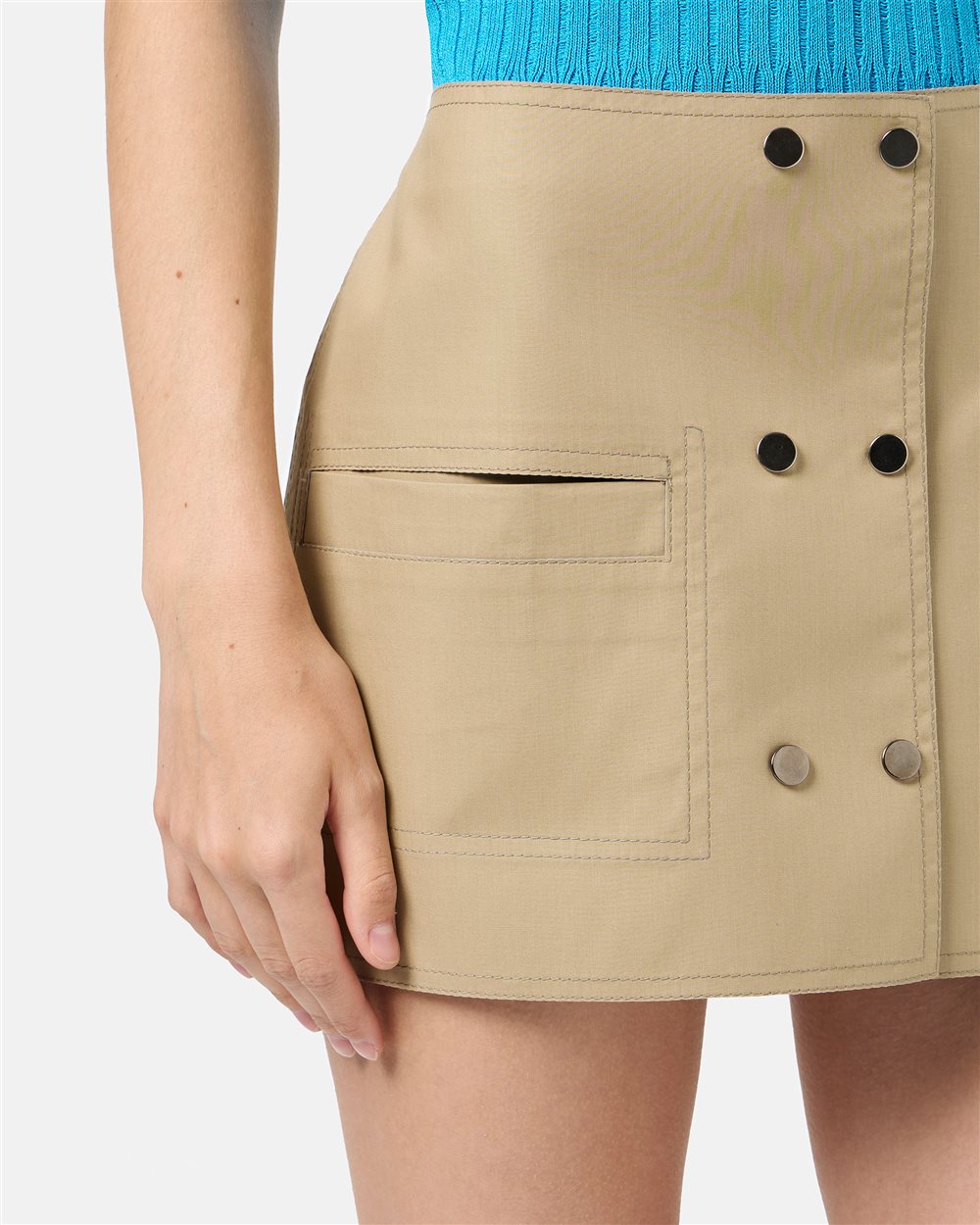 Beige and Turquoise Reversible Mini Shape Skirt - Iceberg - Official Website