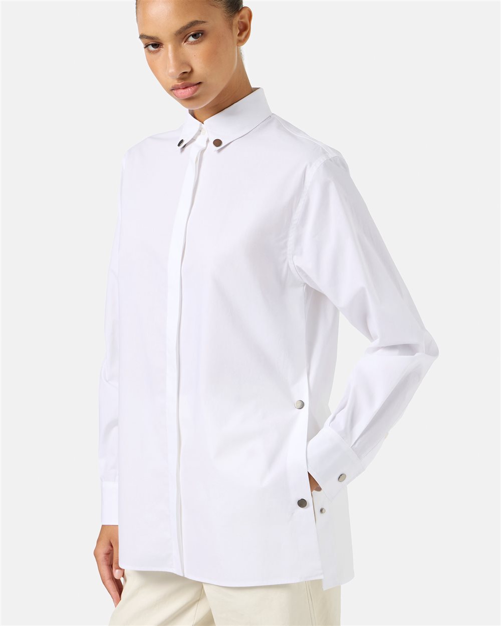 White Regular Fit Shirt in Cotton Parachute Canvas - Iceberg - Official Website