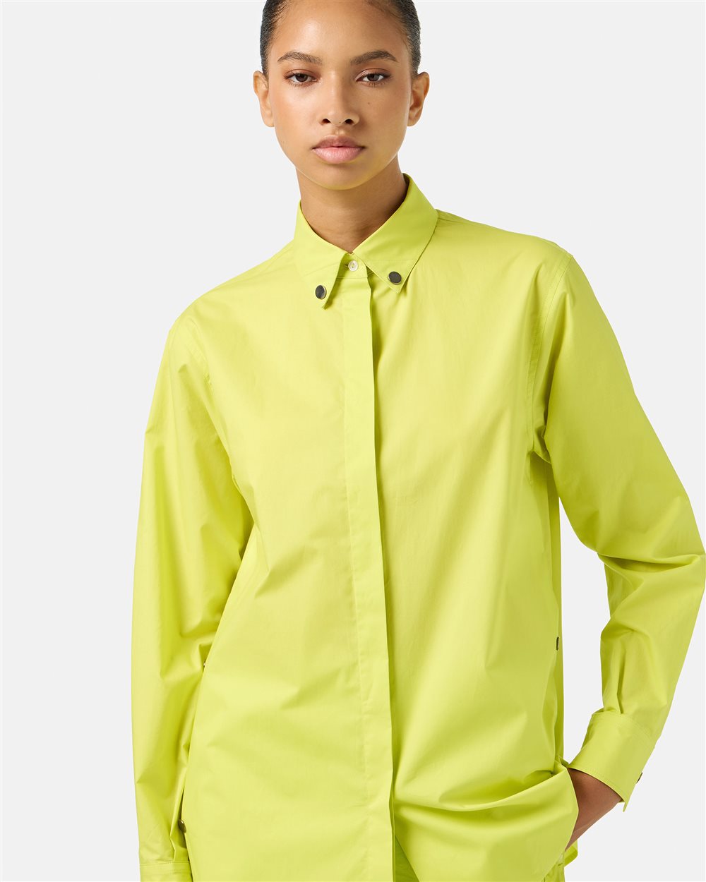 Lime Yellow Regular Fit Shirt in Cotton Parachute Canvas - Iceberg - Official Website