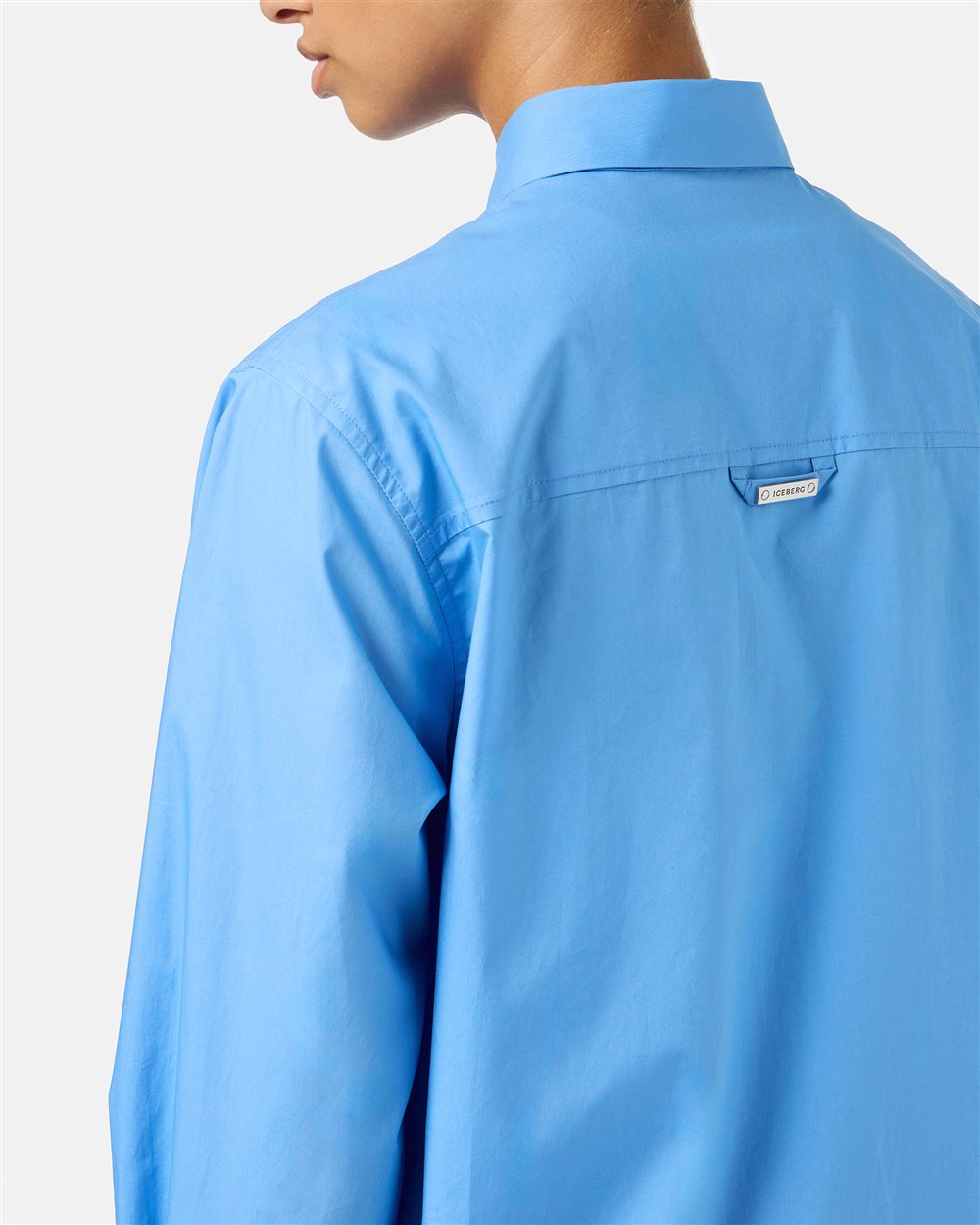 Regular Fit Sky Blue Shirt in Cotton Parachute Canvas - Iceberg - Official Website
