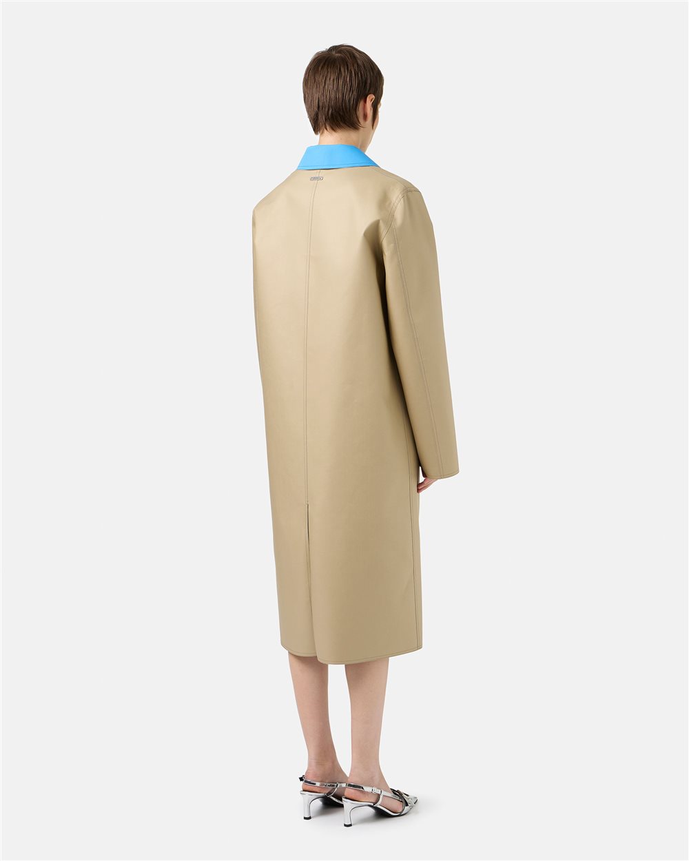 Beige and Turquoise Reversible Fashion Style Coat - Iceberg - Official Website