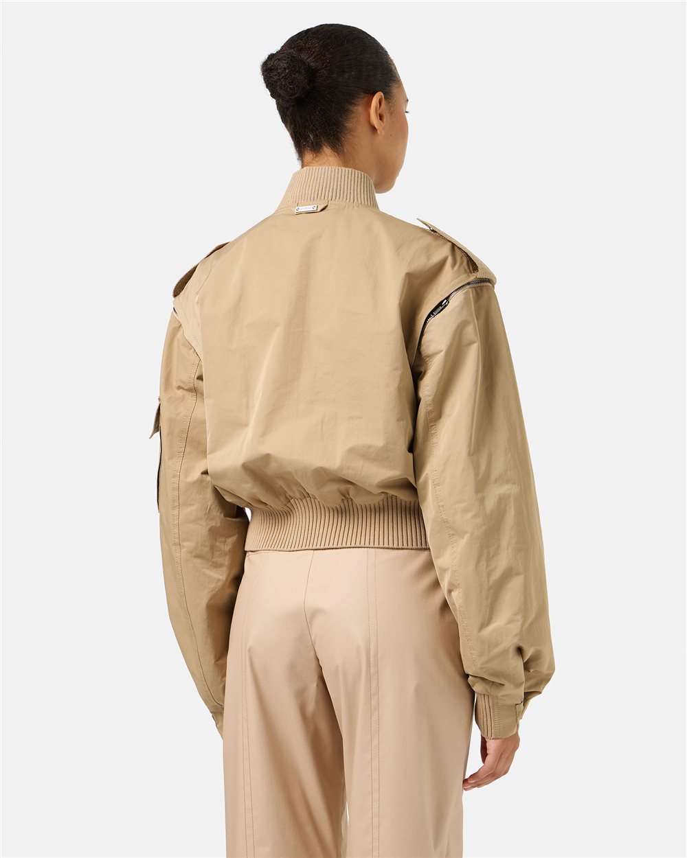 Camel Nylon Cropped Fit Jacket - Iceberg - Official Website