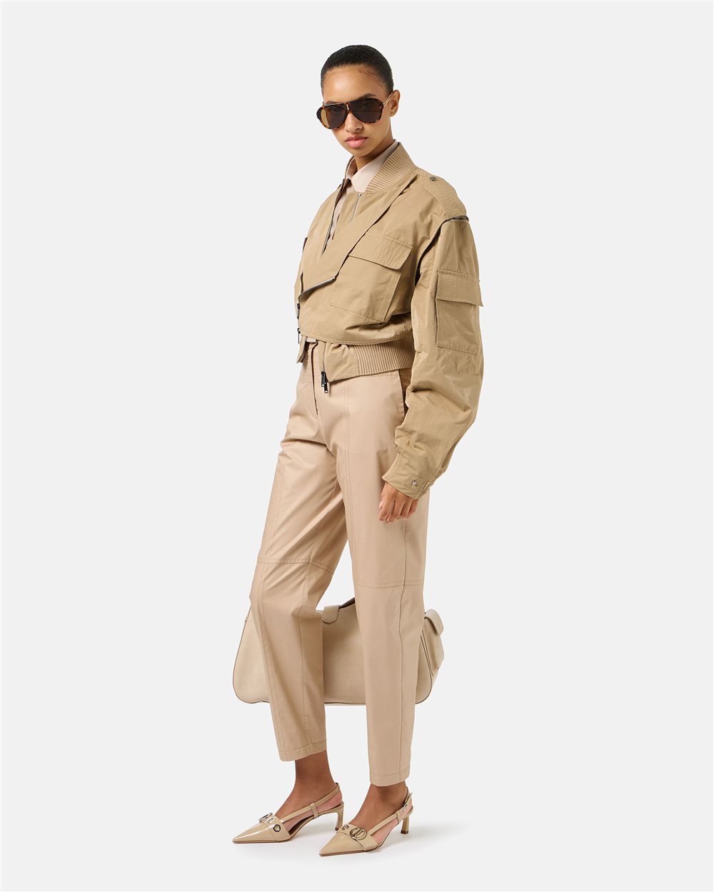 Camel Nylon Cropped Fit Jacket - Iceberg - Official Website