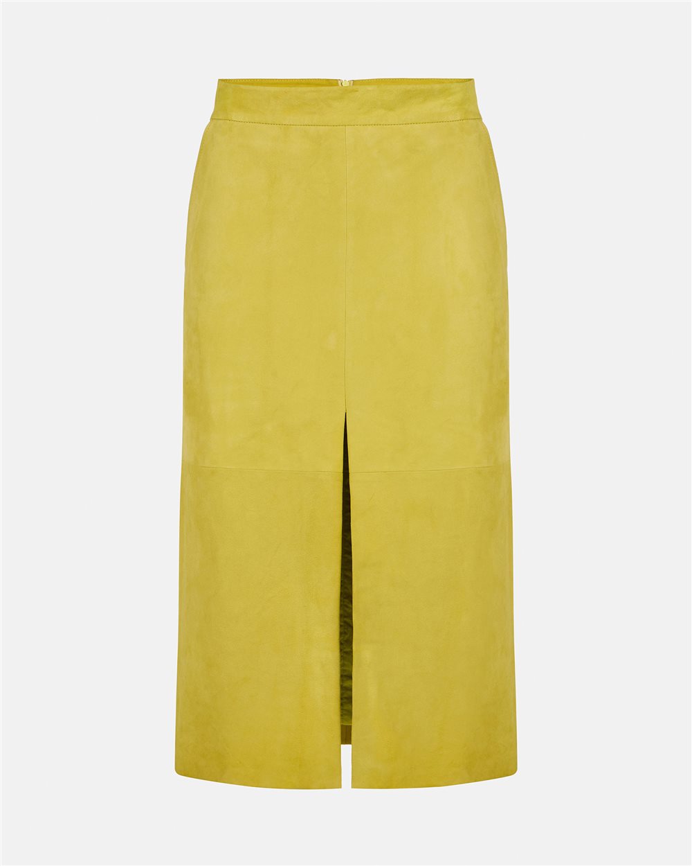 Lime Yellow Suede Pencil Skirt with Front Slit - Iceberg - Official Website
