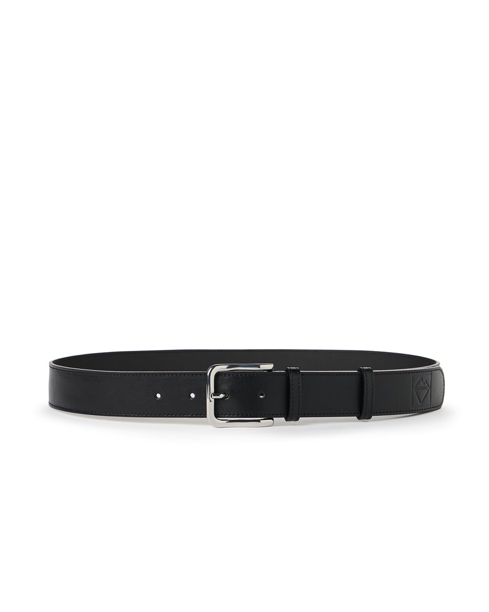 Black nappa belt with debossed logo detail and nickel-colored buckle - Iceberg - Official Website