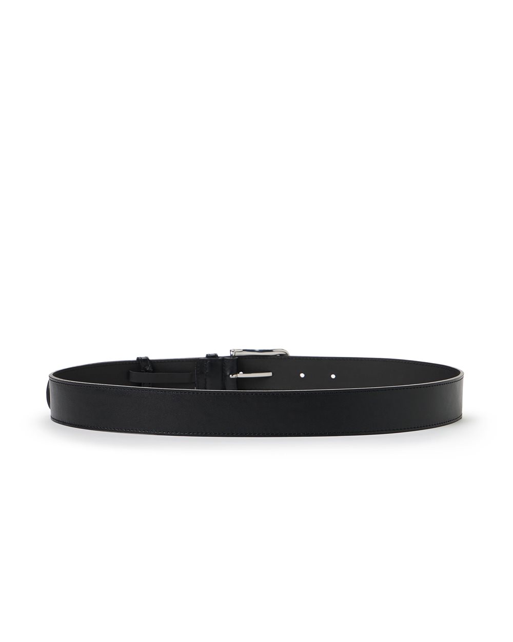 Black nappa belt with debossed logo detail and nickel-colored buckle - Iceberg - Official Website