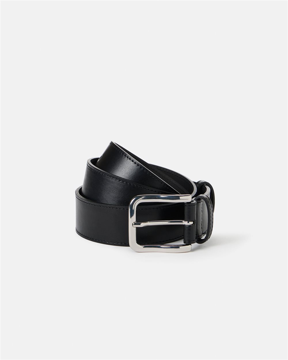 Black nappa belt with debossed logo detail and nickel-colored buckle - Iceberg - Official Website