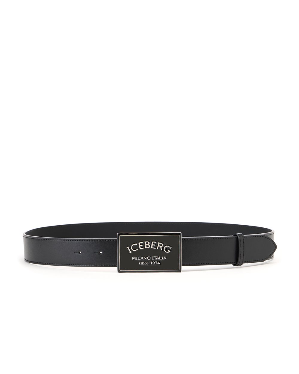 Black Carry Over nappa leather belt with shiny buckle Iceberg Milano Italia - Iceberg - Official Website
