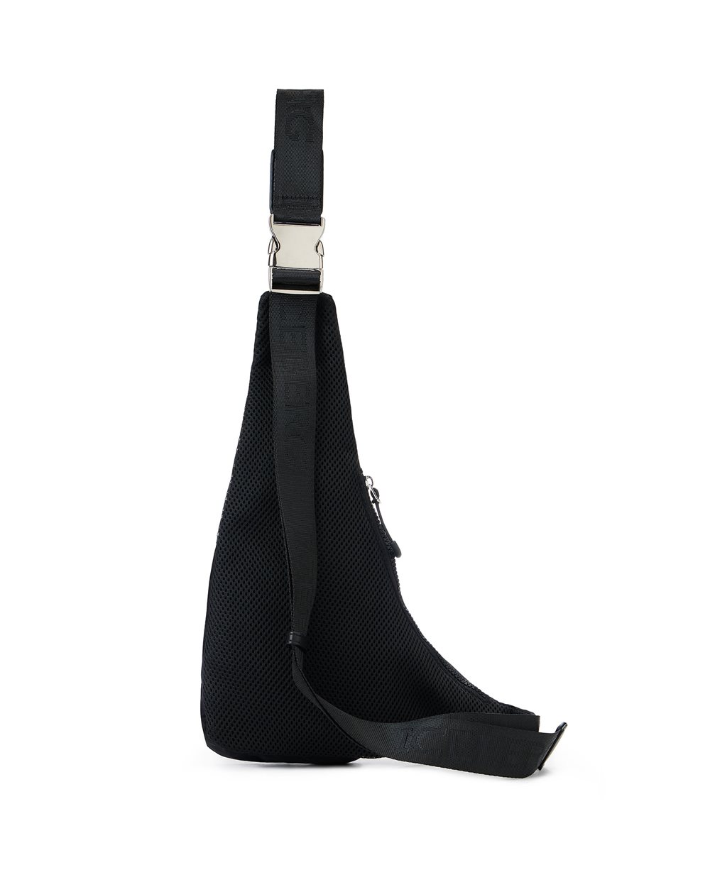 Black soft nylon shoulder bag with maxi pockets and personalized ribbons - Iceberg - Official Website